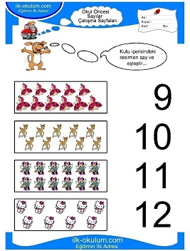 Çocuklar İçin sayı Çalışma Sayfaları 